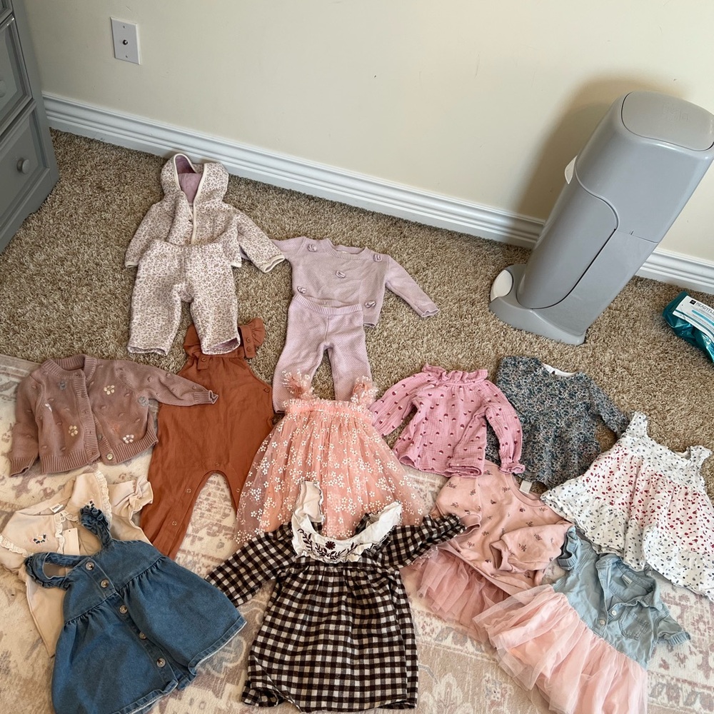 Baby Girls Clothing Bundle - Pink, Peach, Rust, Denim